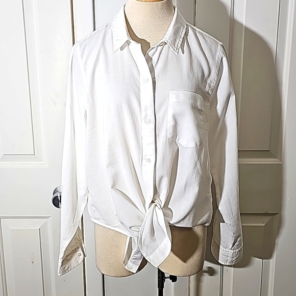 Madewell white women's button-down shirt tie bottom. cotton. Size XXL - Picture 1 of 11